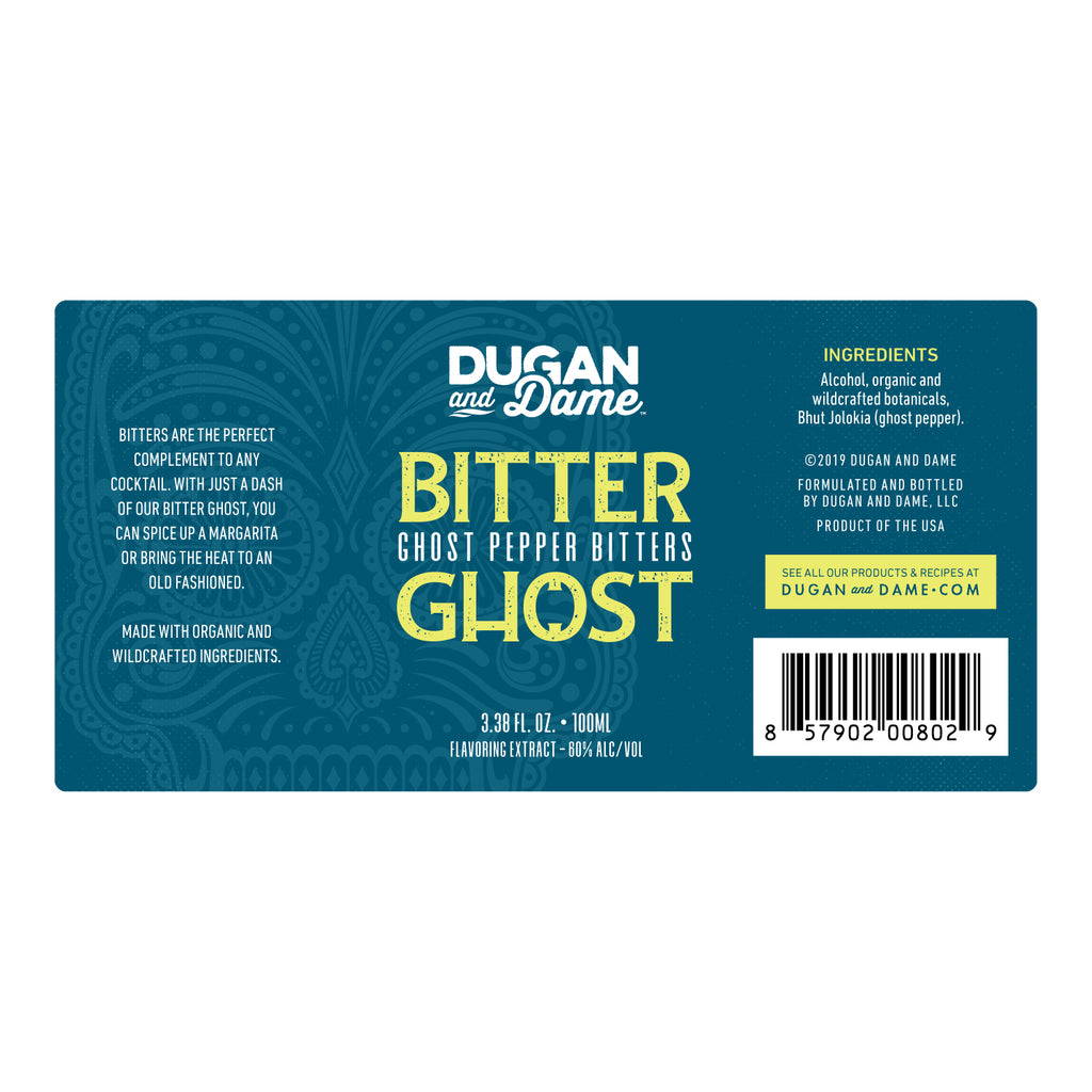 Dugan and Dame Bitter Ghost Ghost Pepper Bitters Label