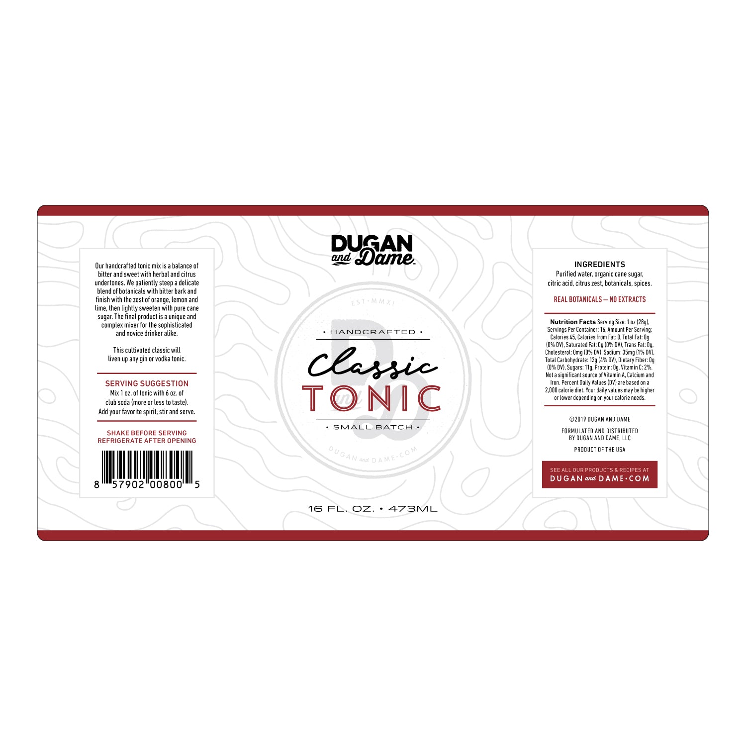 Dugan and Dame Classic Tonic Label