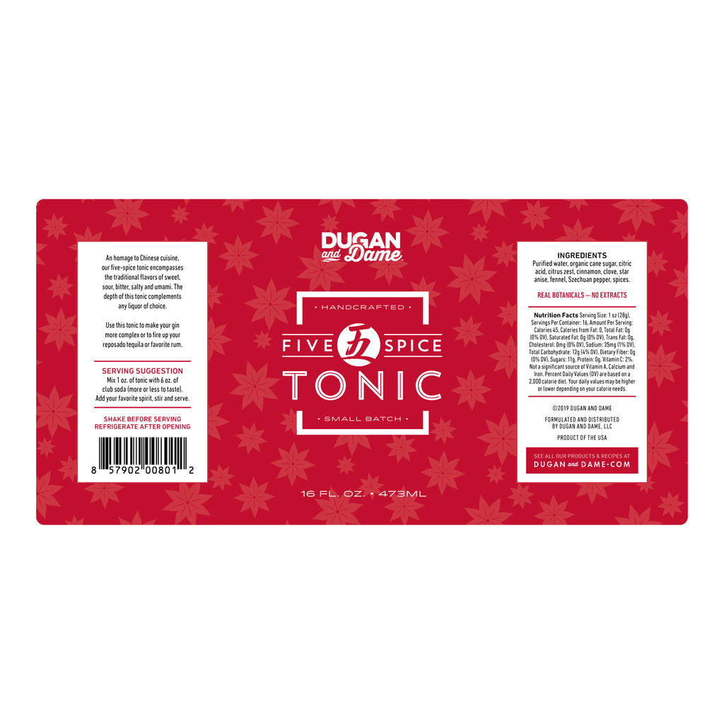 Dugan and Dame Five Spice Tonic Label