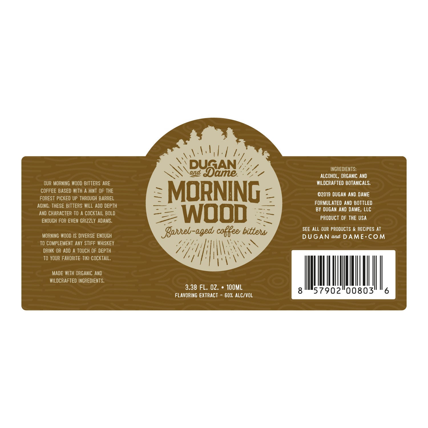 Dugan and Dame Morning Wood Cocktail Bitters Label
